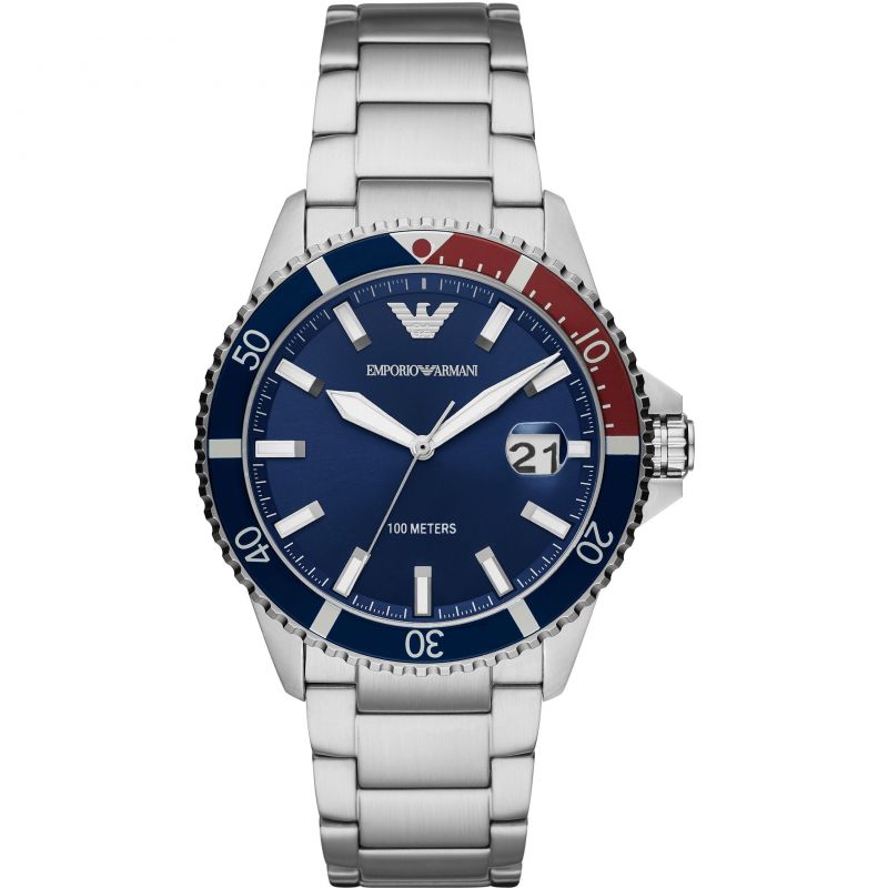 Emporio Armani Men’s Diver Blue Dial Watch Steel Blue AR11339