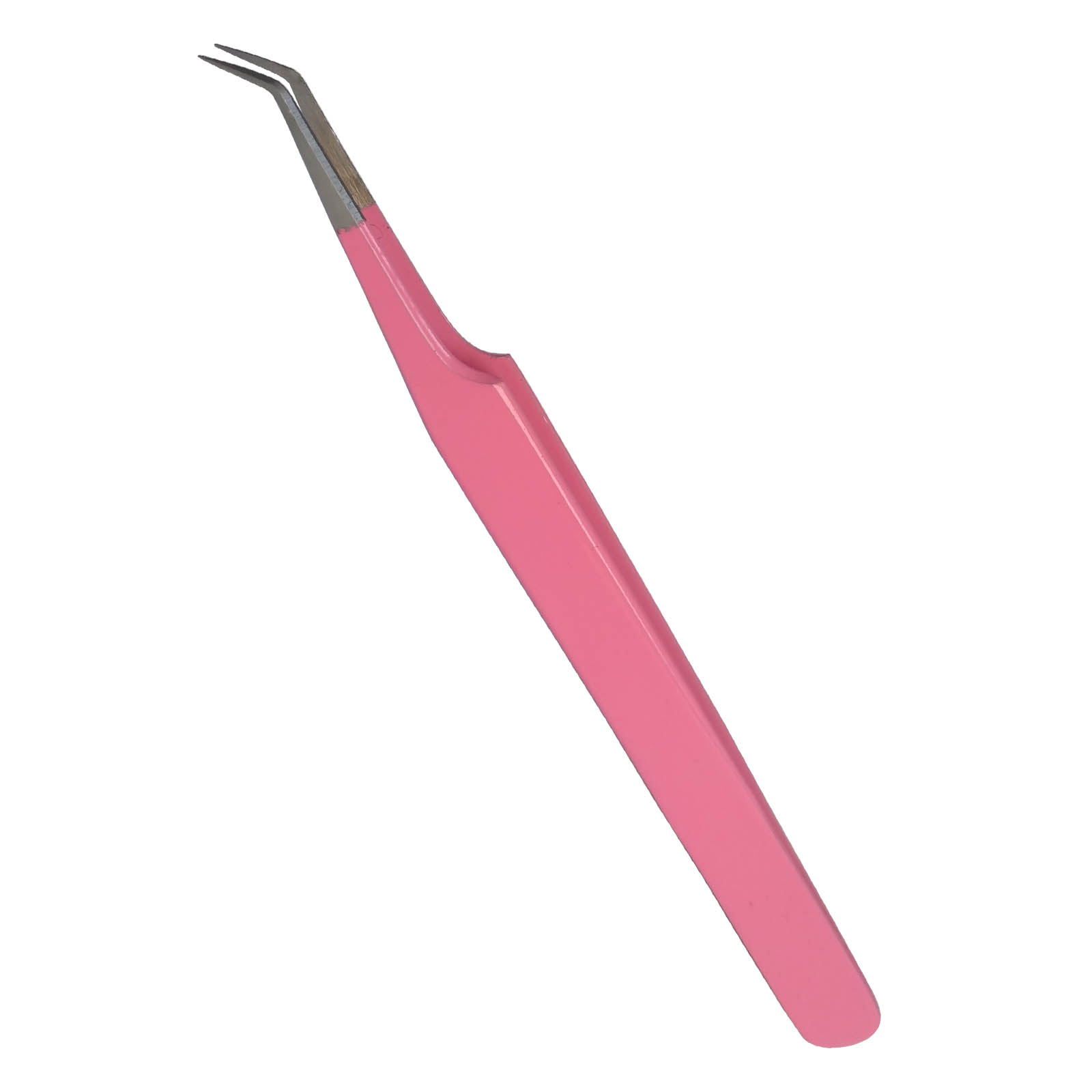 Professional Eyelash Extension Isolating Pink Semi Curved Tweezers