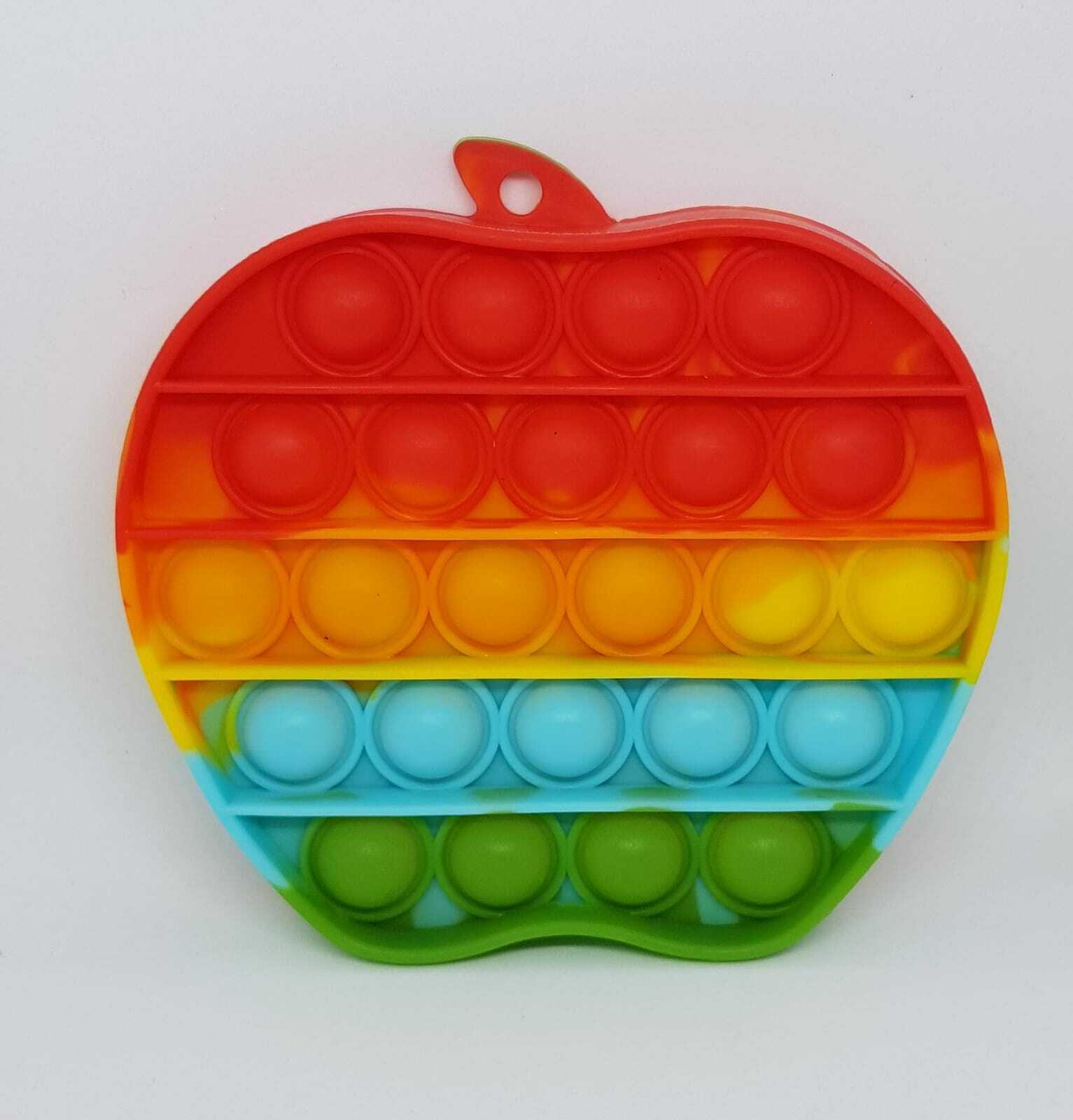 Push Pop Bubble Kids  Special Needs Fidget Toys Rainbow Apple shape