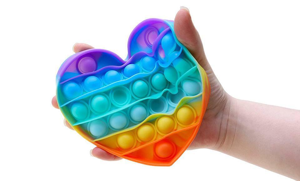 Push Pop Bubble Kids  Special Needs Fidget Toys Rainbow Heart shape