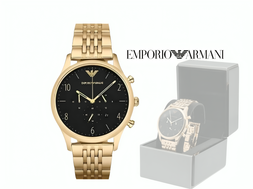 Men’s Emporio Armani AR1893 Watch Gold Chronograph 44mm