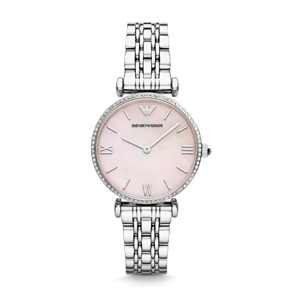 Emporio Armani Ladies Watch Gianni T-Bar Pink AR1779