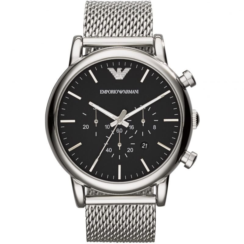 Emporio Armani Men's Watch Black Dial Luigi Mesh Strap AR1808