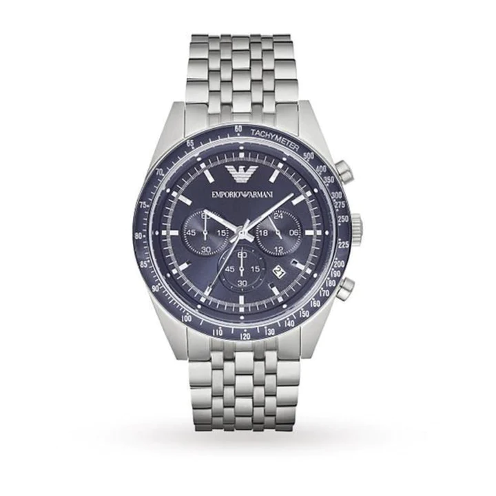 Emporio Armani AR6072 Tazio Men's Chronograph Silver Stainless Steel Watch