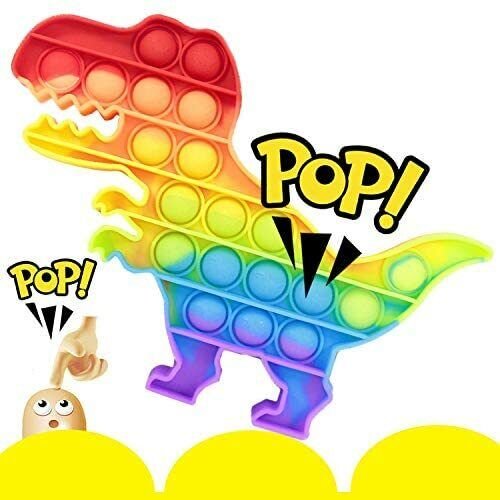 Push Pop Bubble Kids  Special Needs Fidget Toys Rainbow Dinosaur shape