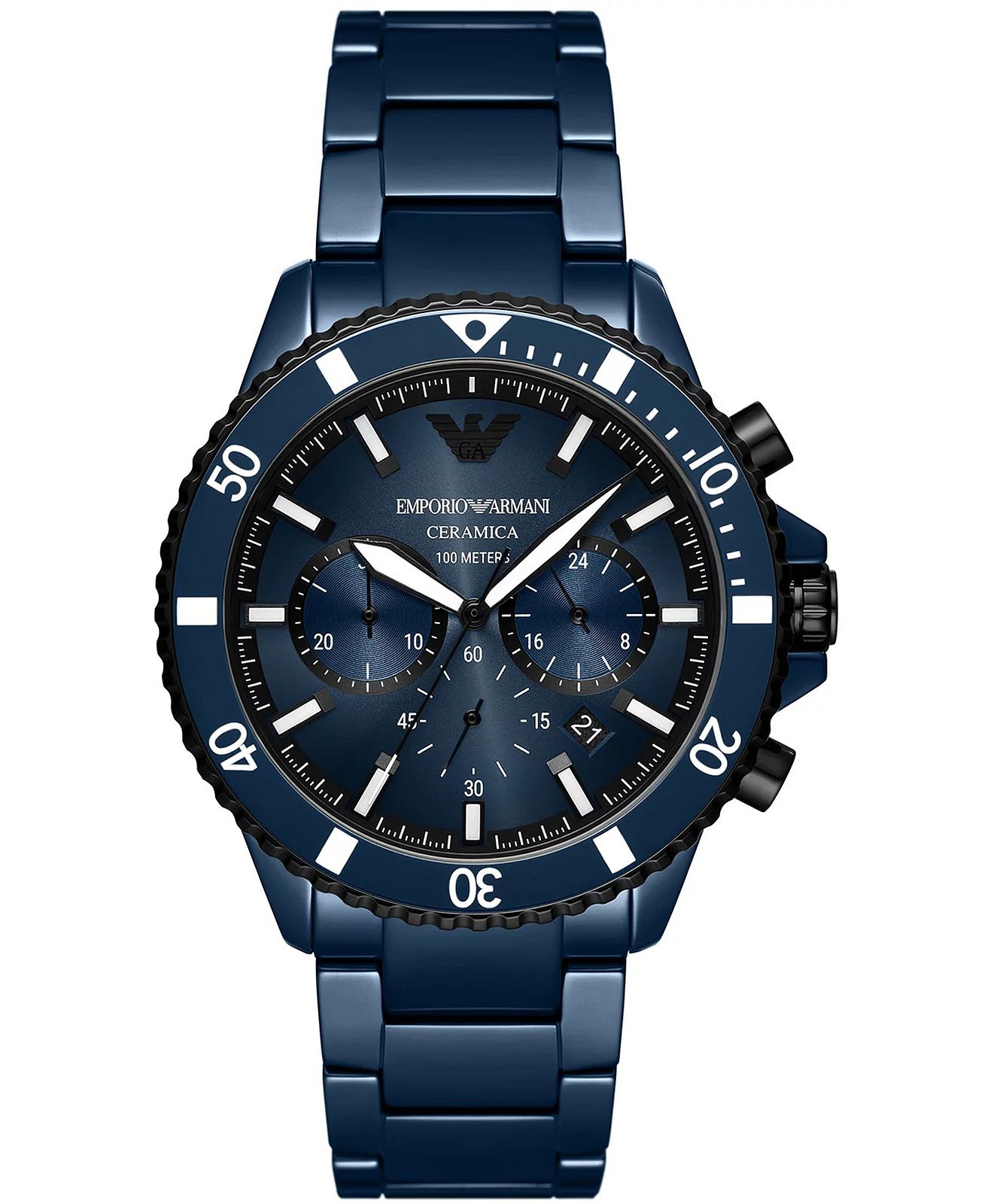 Emporio Armani Men's (43mm) Blue Chronograph Dial / Blue Ceramic Bracelet AR70009